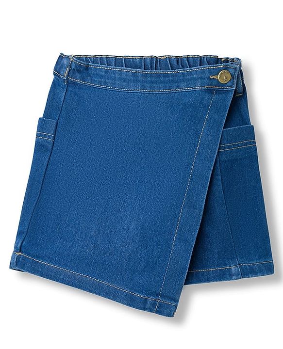 Pine Kids Denim Woven  Washed Above Knee Length Skorts - Blue
