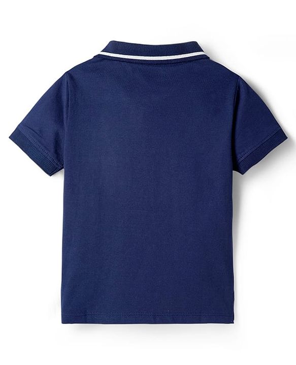 Babyhug 100% Cotton Knit Half Sleeves Cut N Sew Polo T-Shirt With Embroidery - Multicolour