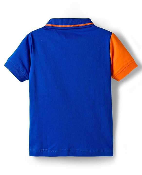 Babyhug Cotton Knit Half Sleeves Polo T-Shirt With Athletic Patch - Multicolor