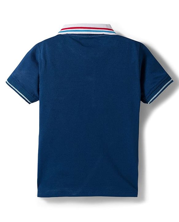 Babyhug Cotton Knit Half Sleeves Cut & Sew Polo T-Shirt with Nautical Theme Print - Multicolor