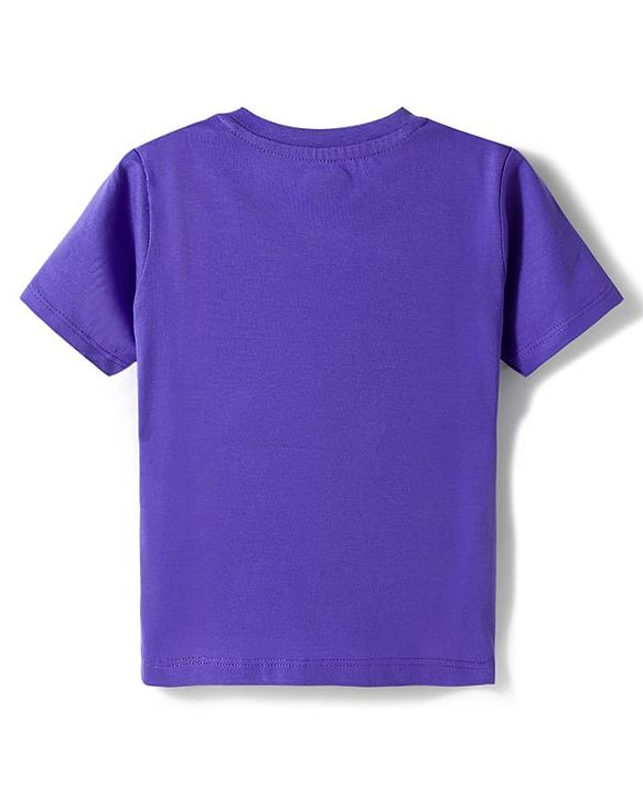 Babyhug Cotton Knit Half Sleeves T-Shirt with Dino Print - Purple