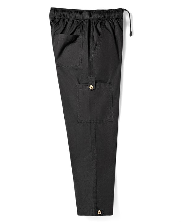 Pine Kids Cotton Woven Solid Full Length Trouser - Black