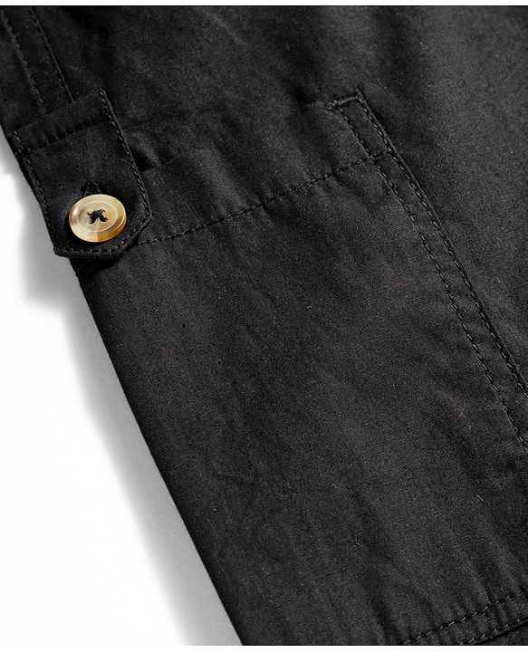 Pine Kids Cotton Woven Solid Full Length Trouser - Black