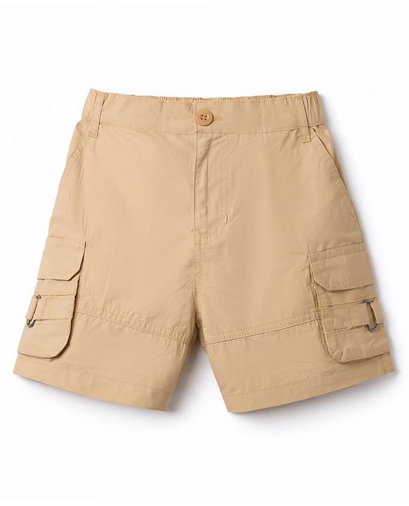 Pine Kids Cotton Woven Solid Shorts - Beige
