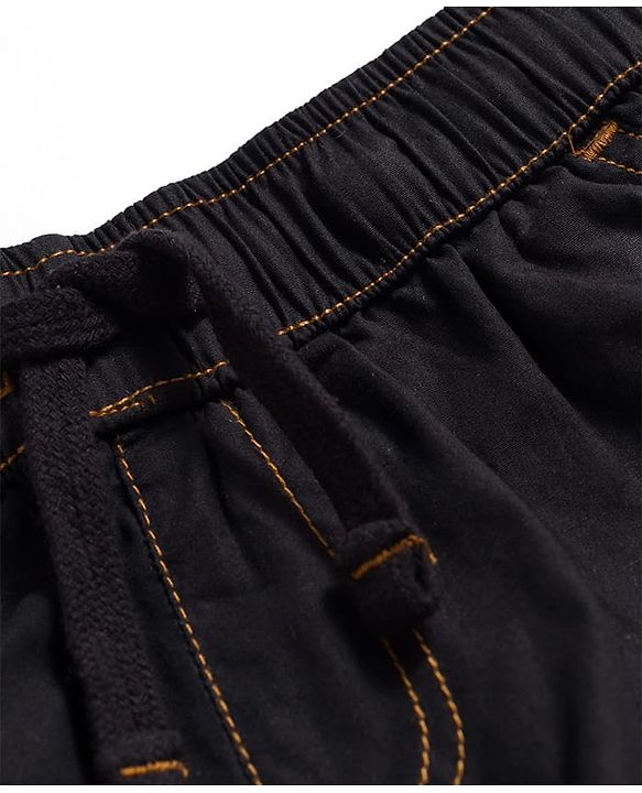 Pine Kids Cotton Woven Solid Color Shorts - Black