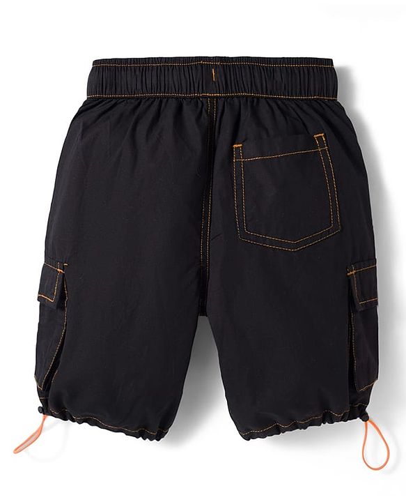 Pine Kids Cotton Woven Solid Color Shorts - Black