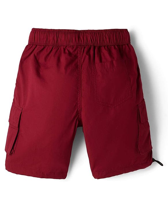 Pine Kids Cotton Woven Solid Color Shorts - Dark Red
