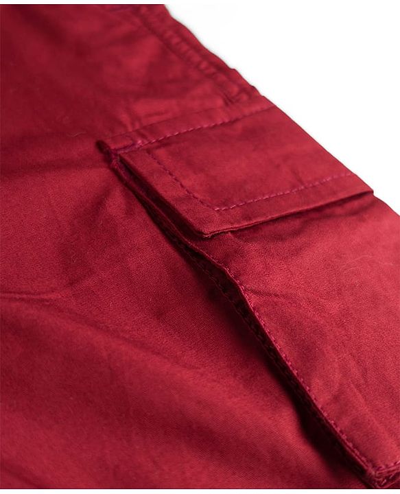 Pine Kids Cotton Woven Solid Color Shorts - Dark Red