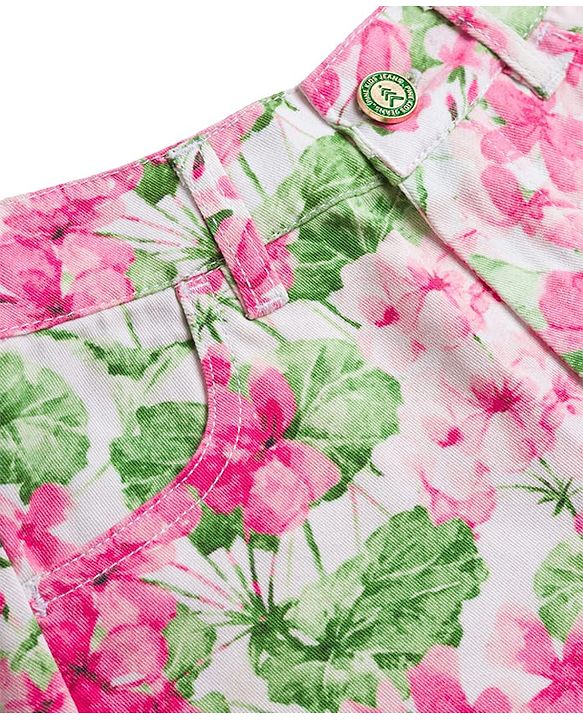 Pine Kids 100% Cotton Woven Floral Printed Shorts - Pink