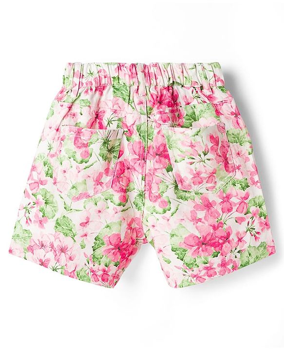 Pine Kids 100% Cotton Woven Floral Printed Shorts - Pink