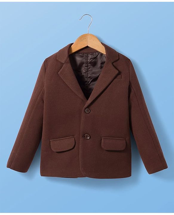 Pine Kids Knit Full Sleeves Party Blazer & Tiger Printed T-Shirt - Brown