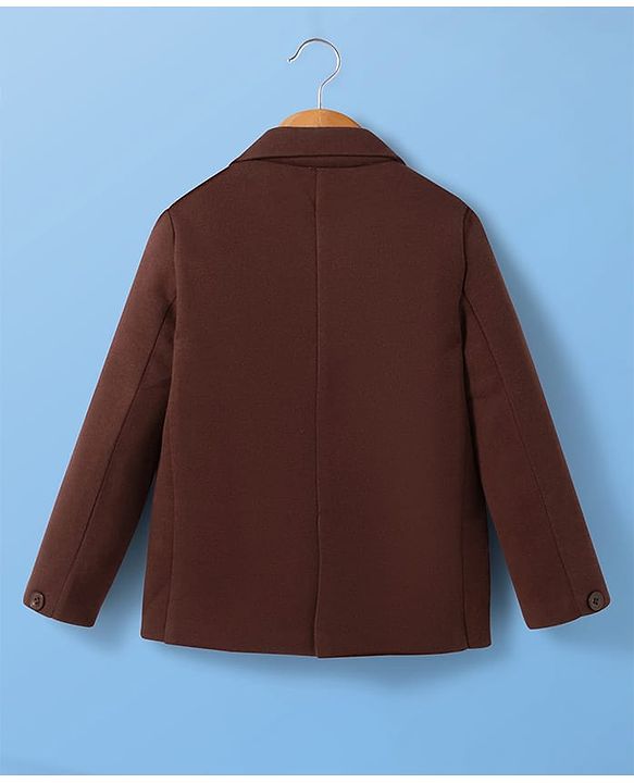Pine Kids Knit Full Sleeves Party Blazer & Tiger Printed T-Shirt - Brown