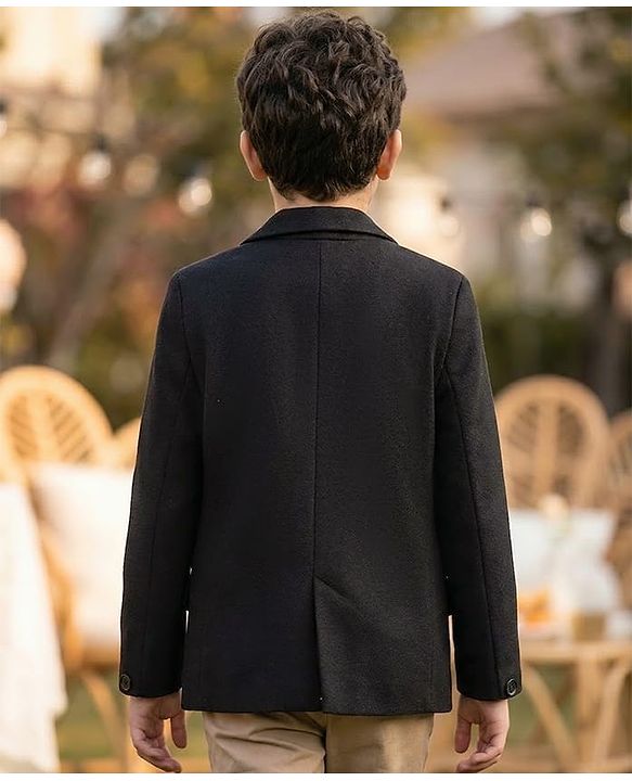 Pine Kids Knit Full Sleeves Solid Color Blazer with Inner Tee - Black