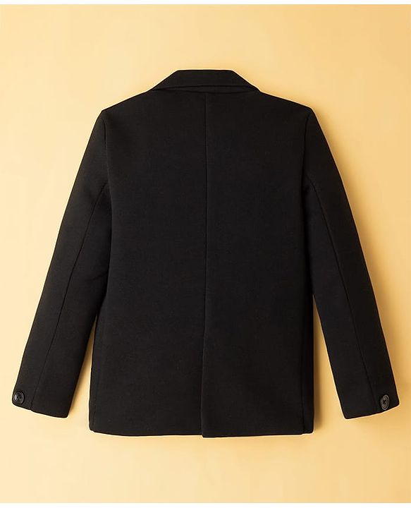 Pine Kids Knit Full Sleeves Solid Color Blazer with Inner Tee - Black