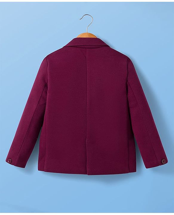 Pine Kids Knit Full Sleeves Party Blazer & Lion Printed T-Shirt - Maroon