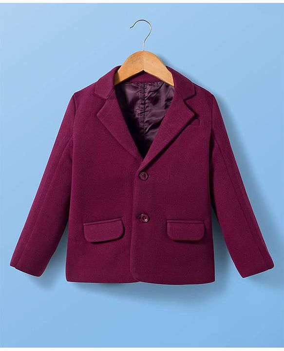 Pine Kids Knit Full Sleeves Party Blazer & Lion Printed T-Shirt - Maroon