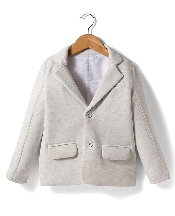 Pine Kids Knit Full Sleeves Solid Color Blazer with Inner Tee - Grey
