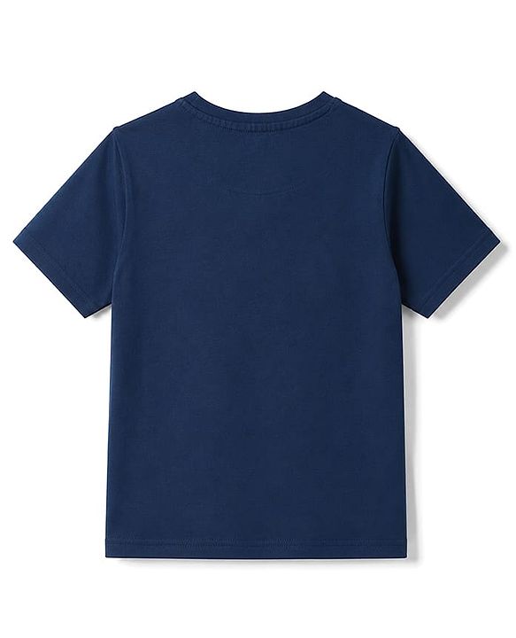 Pine Kids Cotton Knit Half Sleeves T-Shirt With Boat Print - Blue