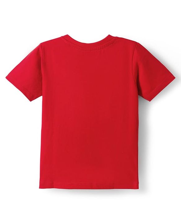 Babyhug Cotton Knit Half Sleeves T-Shirt with Tiger Print - Red
