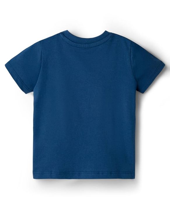 Babyhug Cotton Knit Half Sleeves T-Shirt with Animal Print - Navy Blue
