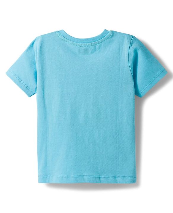 Babyhug Cotton Knit Half Sleeves T-Shirt with Mom's Little Man Print - Light Blue