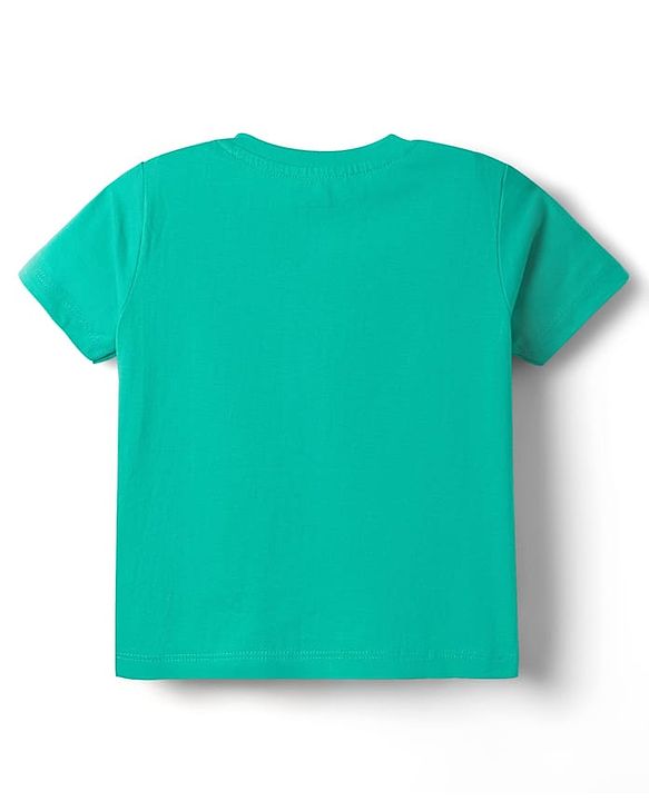 Babyhug 100% Cotton Knit Half Sleeves Sports Theme Printed T-Shirt - Green & White