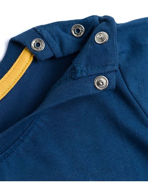 Babyhug Cotton Knit Half Sleeves T-Shirt with Enjoy Print - Navy Blue