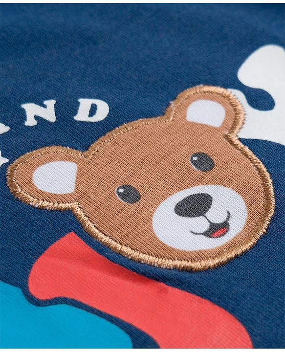 Babyhug Cotton Knit Half Sleeves T-Shirt with Enjoy Print - Navy Blue