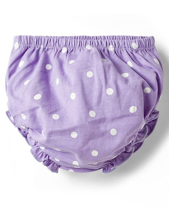 Babyhug Single Jersey Knit Sleeveless Polka Dotted Frock with Bloomer - Purple
