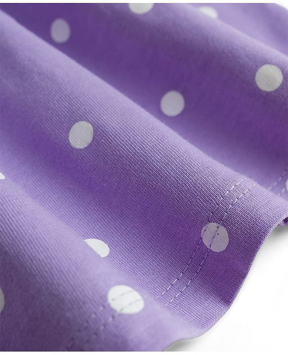 Babyhug Single Jersey Knit Sleeveless Polka Dotted Frock with Bloomer - Purple