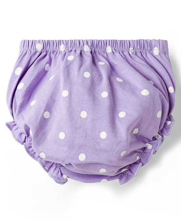 Babyhug Single Jersey Knit Sleeveless Polka Dotted Frock with Bloomer - Purple