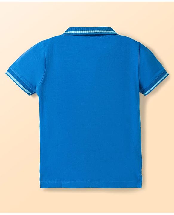 Babyhug 100% Cotton Knit Half Sleeves Cut N Sew Football Printed Polo T-Shirt - Multicolour