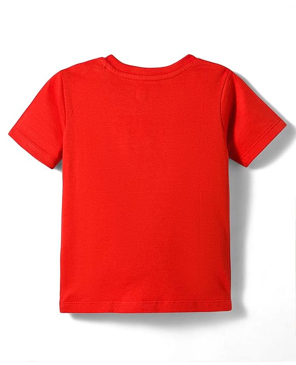 Babyhug 100% Cotton Knit Half Sleeves Text Printed T-Shirt - Red
