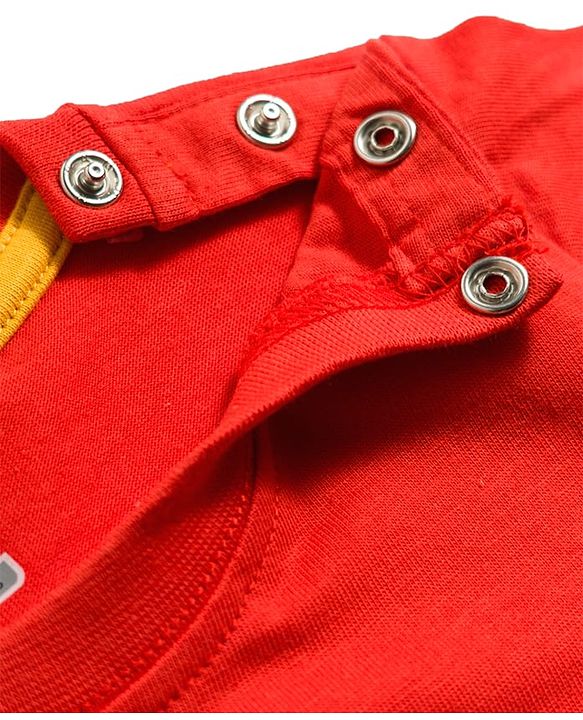 Babyhug 100% Cotton Knit Half Sleeves Text Printed T-Shirt - Red