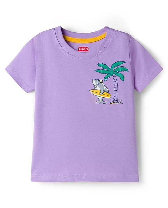 Babyhug 100% Cotton Knit Half Sleeves Beach Theme Printed & Striped T-Shirts Pack Of 3 - Multicolour