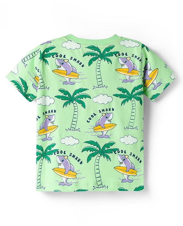 Babyhug 100% Cotton Knit Half Sleeves Beach Theme Printed & Striped T-Shirts Pack Of 3 - Multicolour