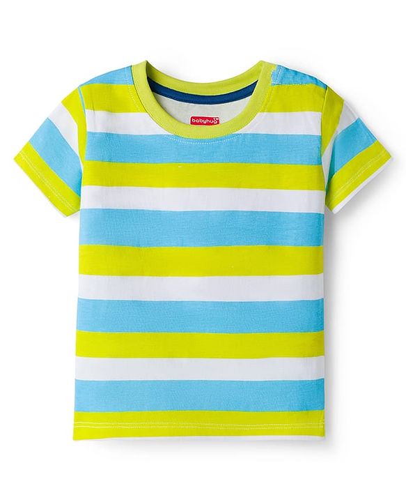 Babyhug 100% Cotton Knit Half Sleeves Beach Theme Printed & Striped T-Shirts Pack Of 3 - Multicolour