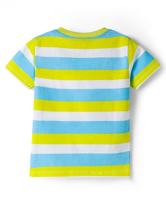 Babyhug 100% Cotton Knit Half Sleeves Beach Theme Printed & Striped T-Shirts Pack Of 3 - Multicolour