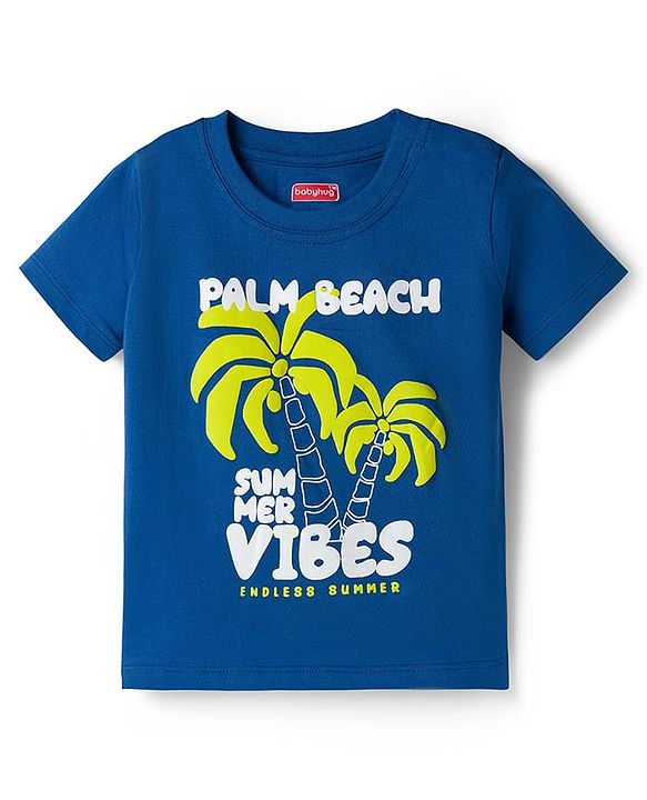 Babyhug 100% Cotton Knit Half Sleeves Beach Theme Printed & Striped T-Shirts Pack Of 3 - Multicolour