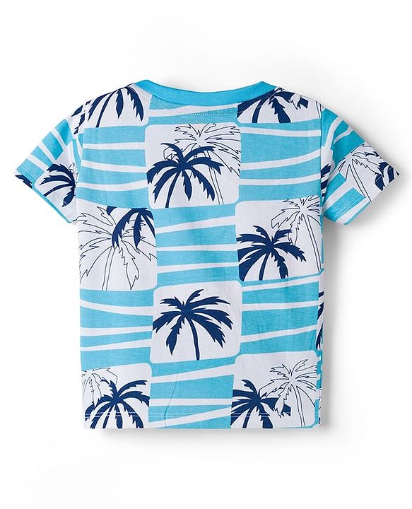 Babyhug 100% Cotton Knit Half Sleeves Beach Theme Printed & Striped T-Shirts Pack Of 3 - Multicolour