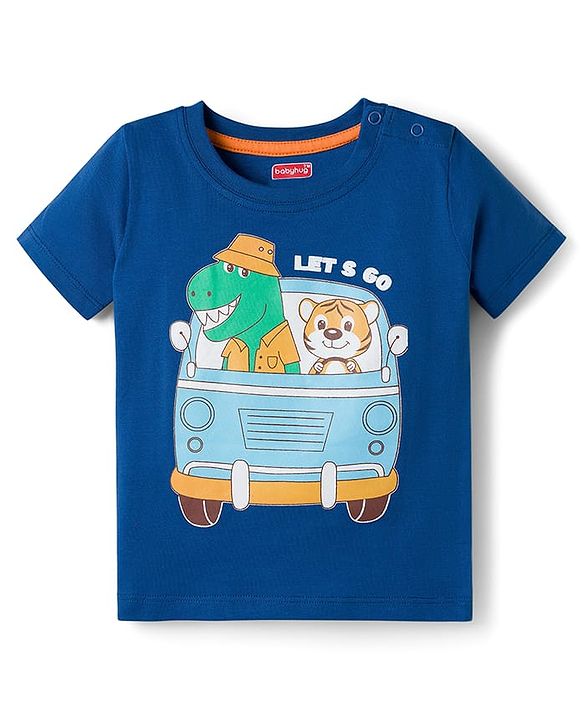 Babyhug 100% Cotton Knit Half Sleeves Animal & Striped Printed T-Shirts Pack Of 3 - Multicolour