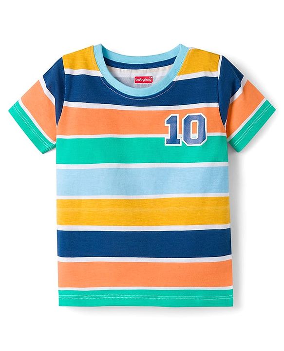 Babyhug 100% Cotton Knit Half Sleeves Animal & Striped Printed T-Shirts Pack Of 3 - Multicolour