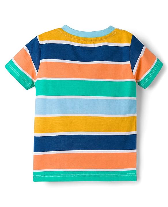 Babyhug 100% Cotton Knit Half Sleeves Animal & Striped Printed T-Shirts Pack Of 3 - Multicolour