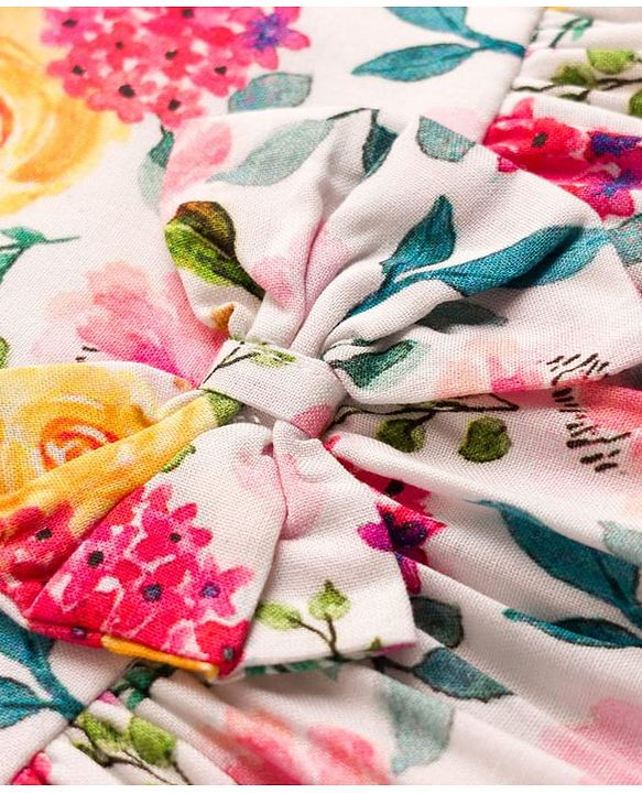Babyhug 100% Cotton Woven Half Sleeves Floral Printed Frock With Shrug - Multicolour