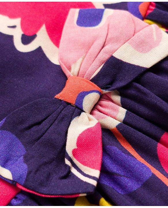 Babyhug 100% Cotton Woven Half Sleeves Floral Printed Frock With Shrug - Multicolour