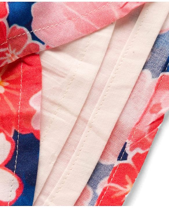 Babyhug 100% Cotton Woven Half Sleeves Floral Printed Frock & Shrug - Multicolour