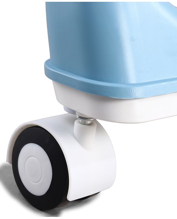 Babyhug 4 in 1 multifunctional Baby High Chair with Adjustable Backrest - Blue| Adjustable Footrest & 5 level Seat Height| Compact Fold| Swivel Wheels with Lock| Double Food Tray| Removable PU Cushion