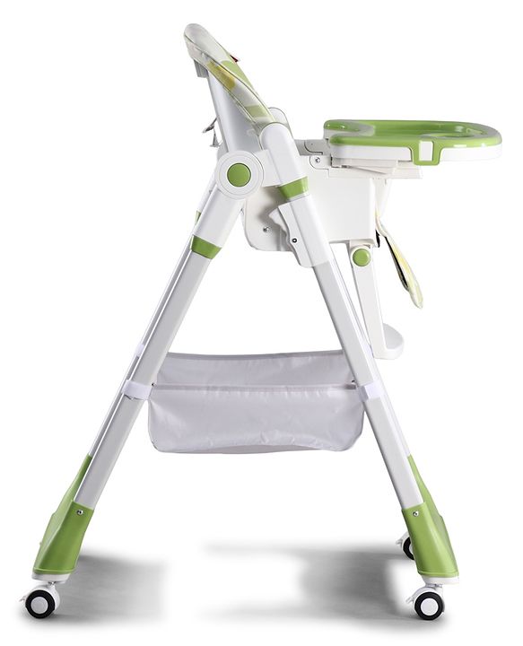 Babyhug 4 in 1 multifunctional Baby High Chair with Adjustable Backrest - Green| Adjustable Footrest & 5 level Seat Height| Compact Fold| Swivel Wheels with Lock|Double Food Tray| Removable PU Cushion