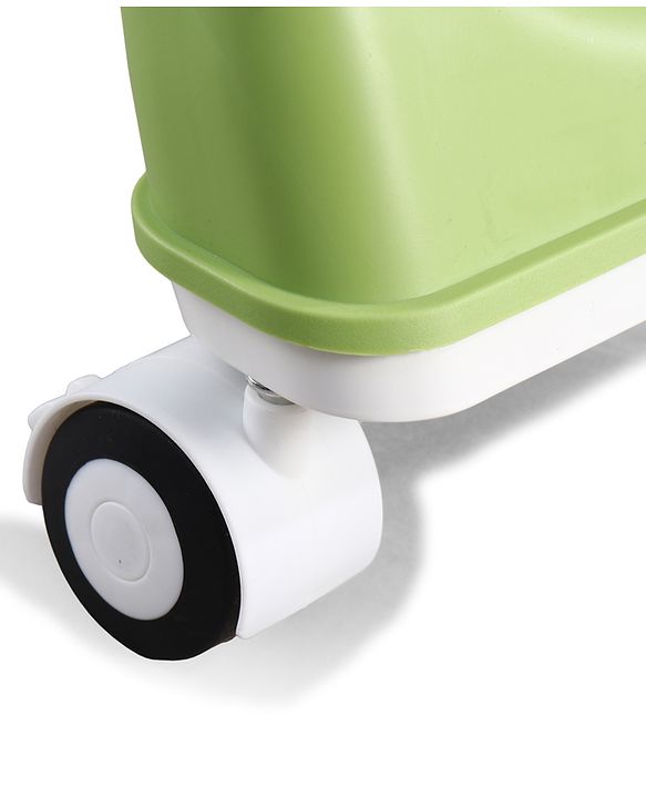 Babyhug 4 in 1 multifunctional Baby High Chair with Adjustable Backrest - Green| Adjustable Footrest & 5 level Seat Height| Compact Fold| Swivel Wheels with Lock|Double Food Tray| Removable PU Cushion