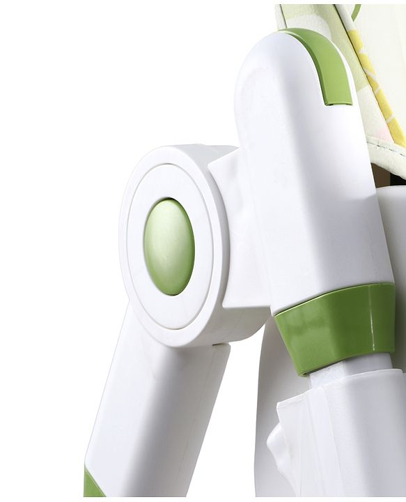 Babyhug 4 in 1 multifunctional Baby High Chair with Adjustable Backrest - Green| Adjustable Footrest & 5 level Seat Height| Compact Fold| Swivel Wheels with Lock|Double Food Tray| Removable PU Cushion